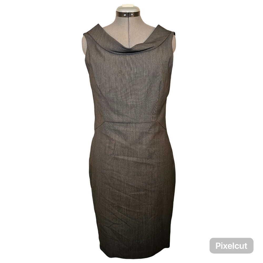 Teenflo grey sleeveless business casual lined midi dress size 12